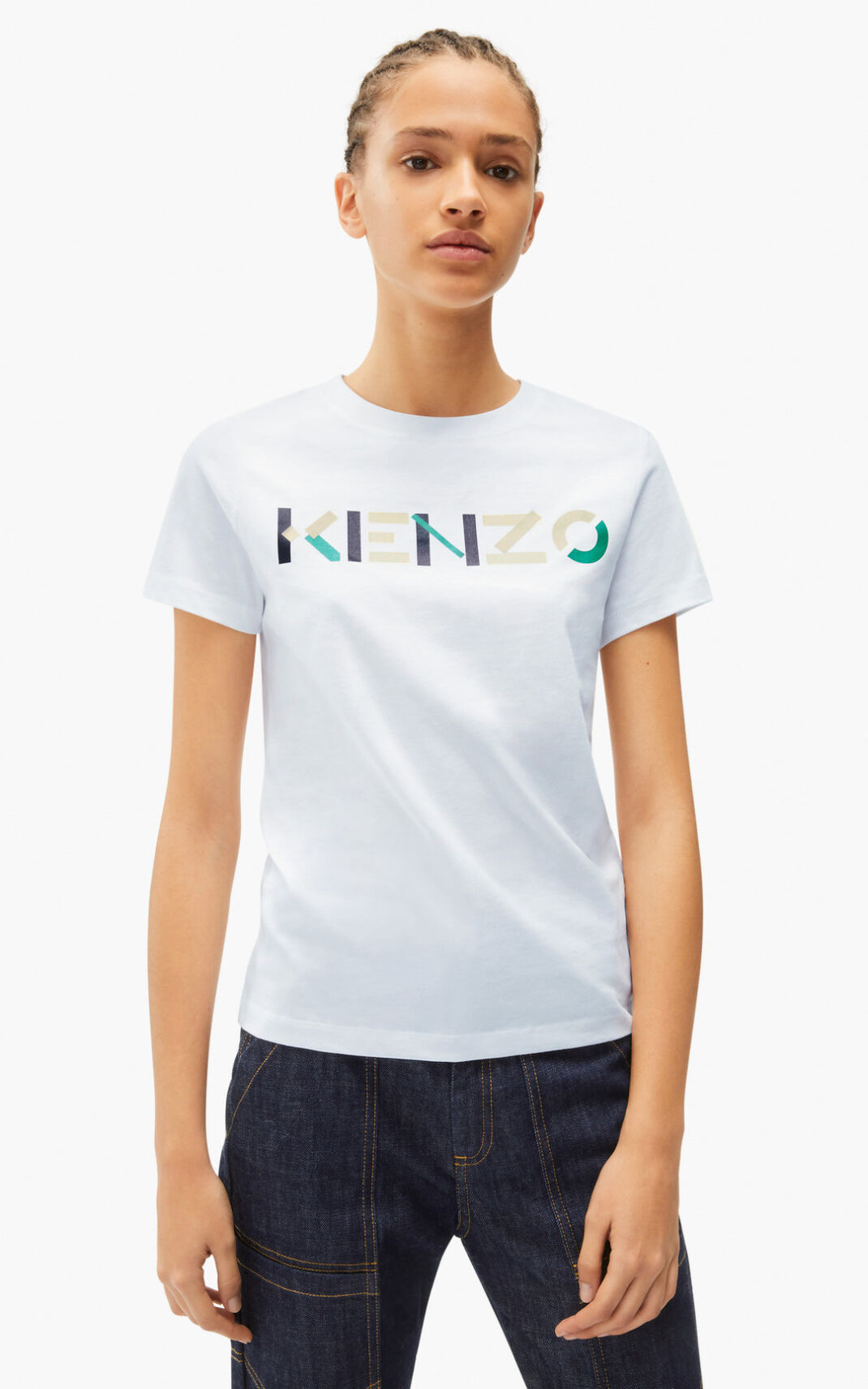 Kenzo with multicoloured logo Majice Ženske - Bijele - Hrvatska HSNCKR653